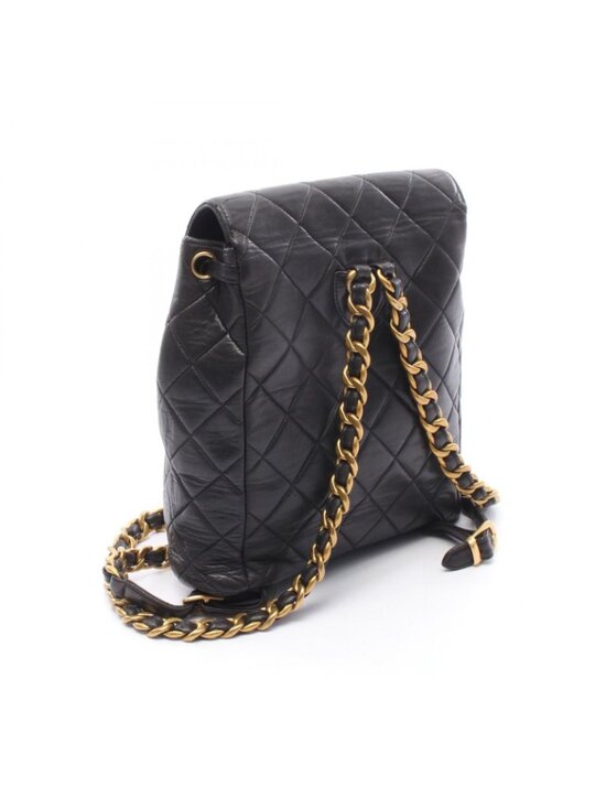 Chanel Backpack Quilted Black Lambskin Double Turnlock Chain main image 5